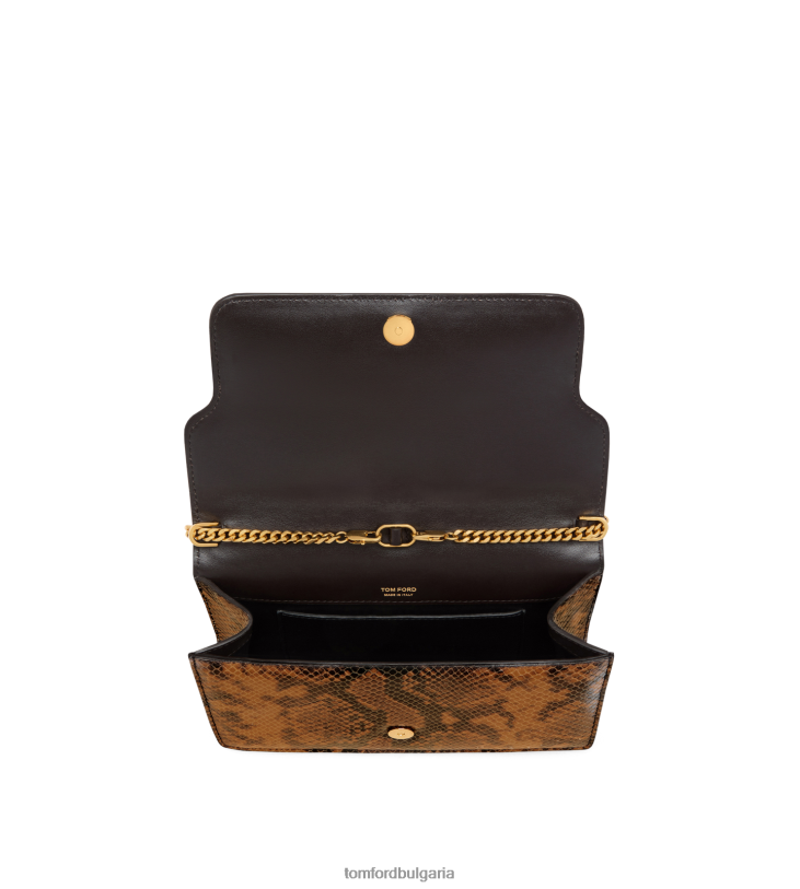 Жени аксесоар малка чанта през рамо Whitney с щампована кожа на питон карамел TOM FORD B880D1437