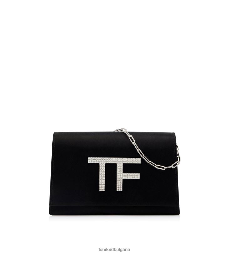 Жени аксесоар украсена с кристали сатенена диско чанта tf черен TOM FORD B880D1417