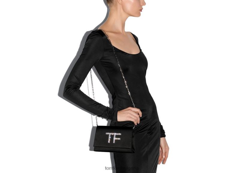 Жени аксесоар украсена с кристали сатенена диско чанта tf черен TOM FORD B880D1417