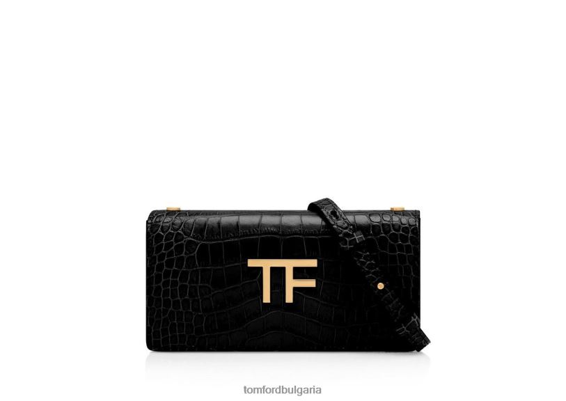 Жени аксесоар мини чанта tf от лъскава щампована крокодилска кожа черен TOM FORD B880D1420