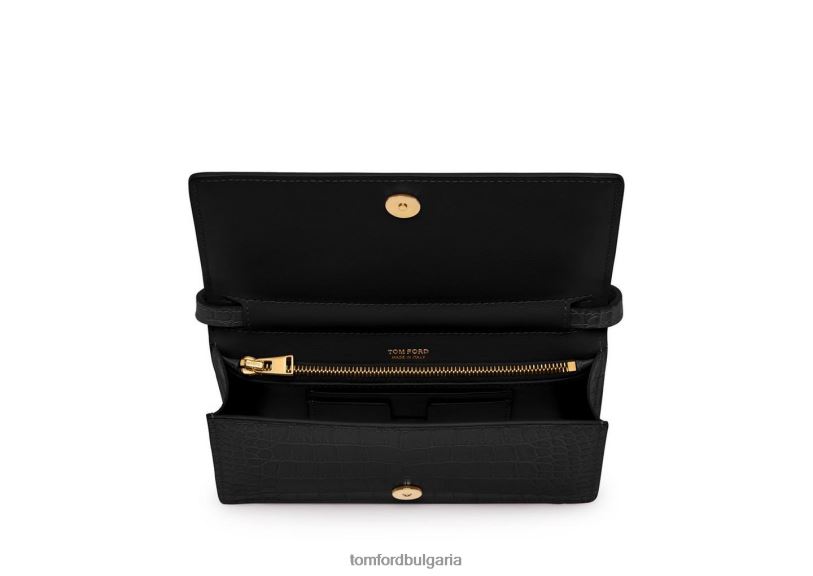 Жени аксесоар мини чанта tf от лъскава щампована крокодилска кожа черен TOM FORD B880D1420