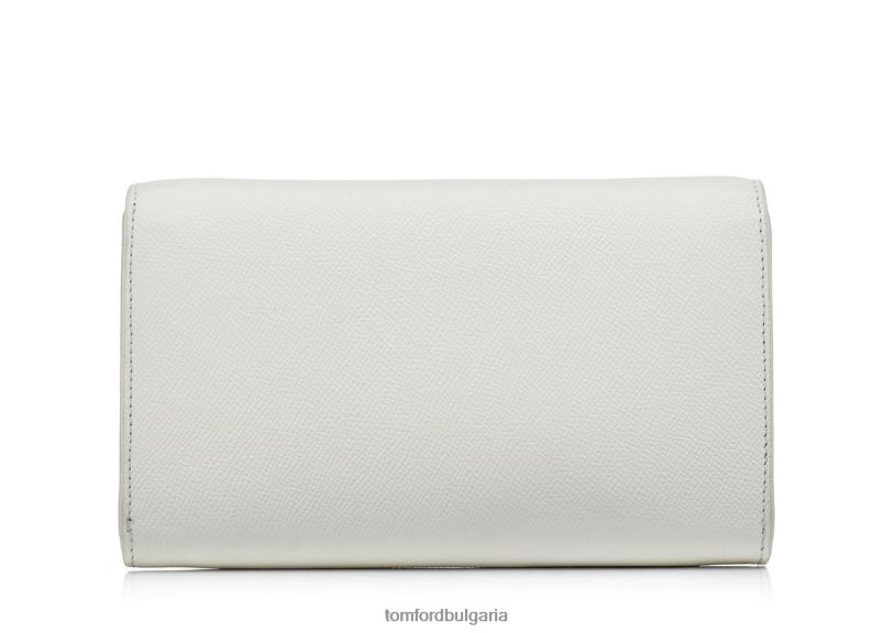 Жени аксесоар портфейл от зърнеста кожа тара на каишка тебешир TOM FORD B880D1523