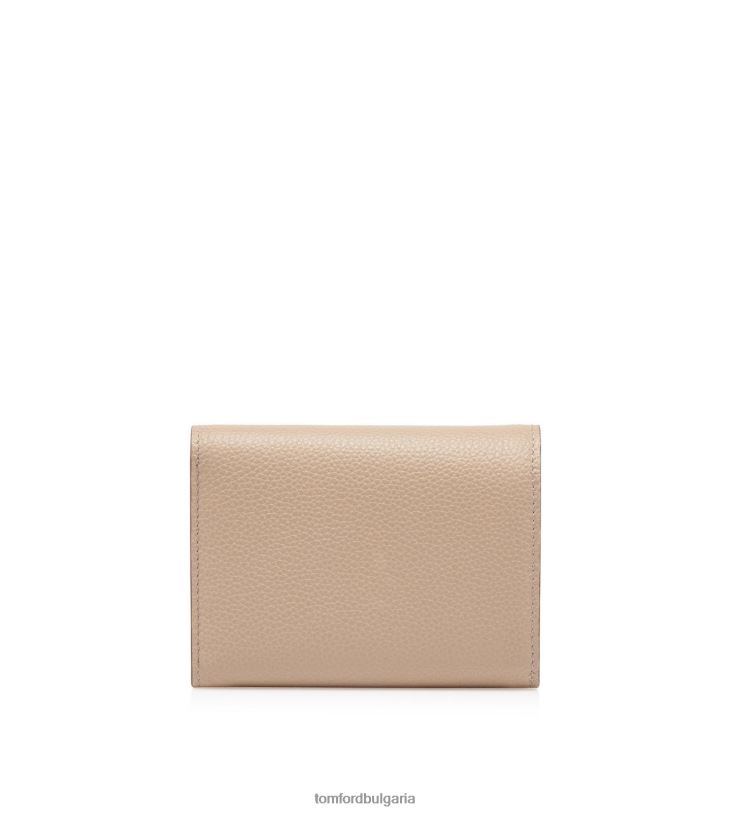 Жени аксесоар компактен портфейл Tara от зърнеста кожа копринено кафяво TOM FORD B880D1525