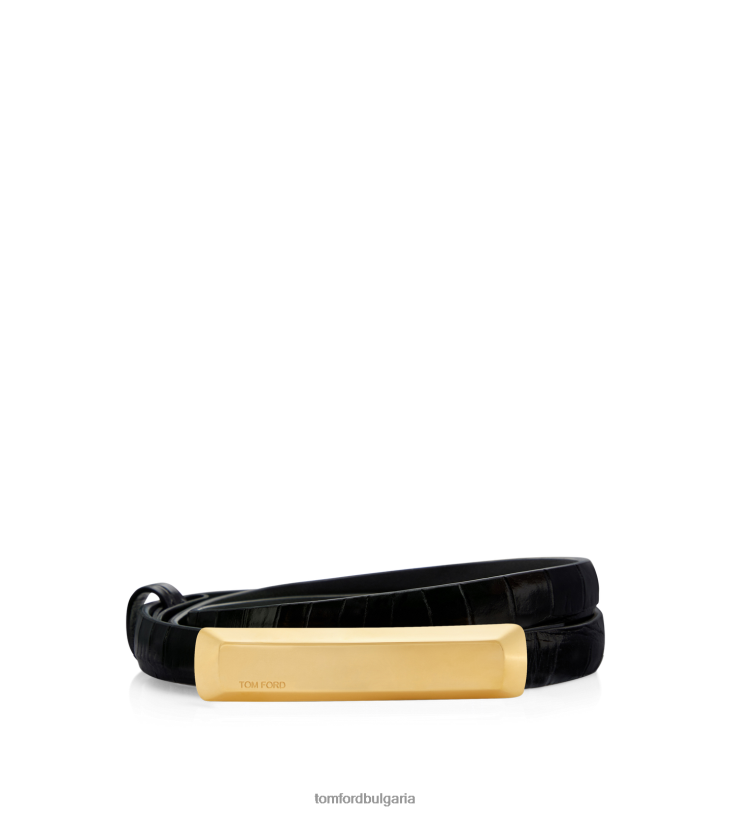 Жени аксесоар колан от щампована крокодилска кожа 15 мм черен TOM FORD B880D1536