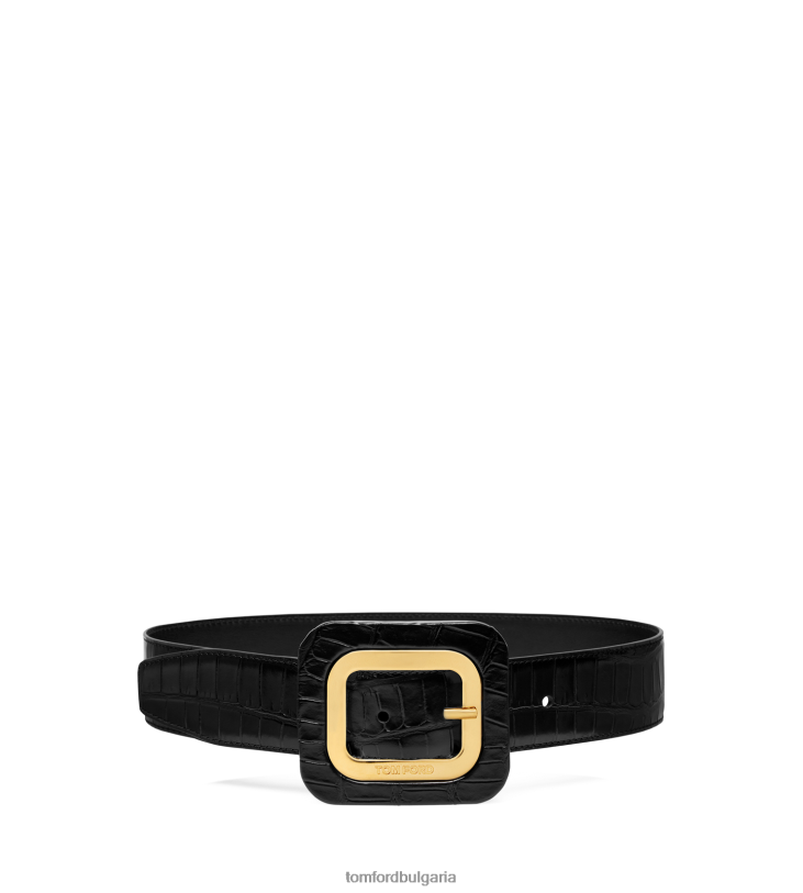 Жени аксесоар колан от щампована крокодилска кожа 40 мм черен TOM FORD B880D1530