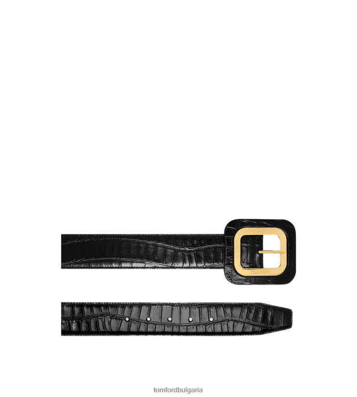 Жени аксесоар колан от щампована крокодилска кожа 40 мм черен TOM FORD B880D1530