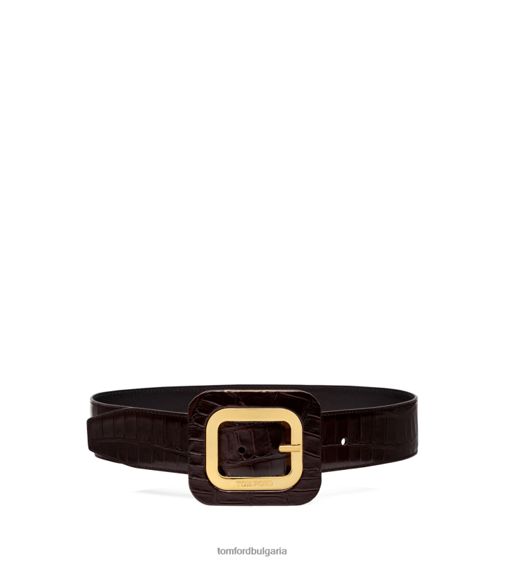 Жени аксесоар колан от щампована крокодилска кожа 40 мм еспресо TOM FORD B880D1531