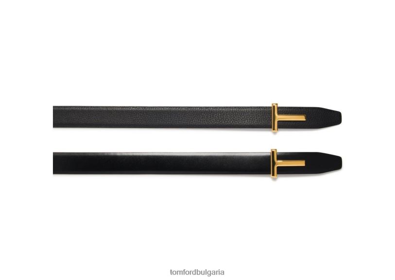 Жени аксесоар зърнеста кожа и двустранен колан от лъскава гладка кожа черен TOM FORD B880D1529
