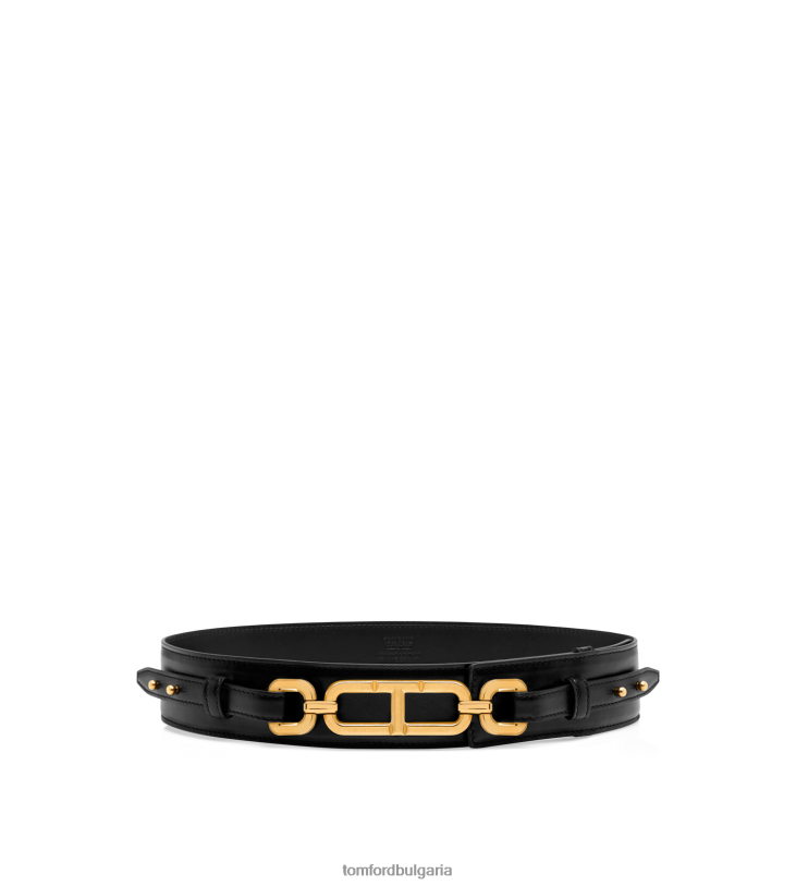 Жени аксесоар кожен колан за талията с ефект на палмелато черен TOM FORD B880D1532