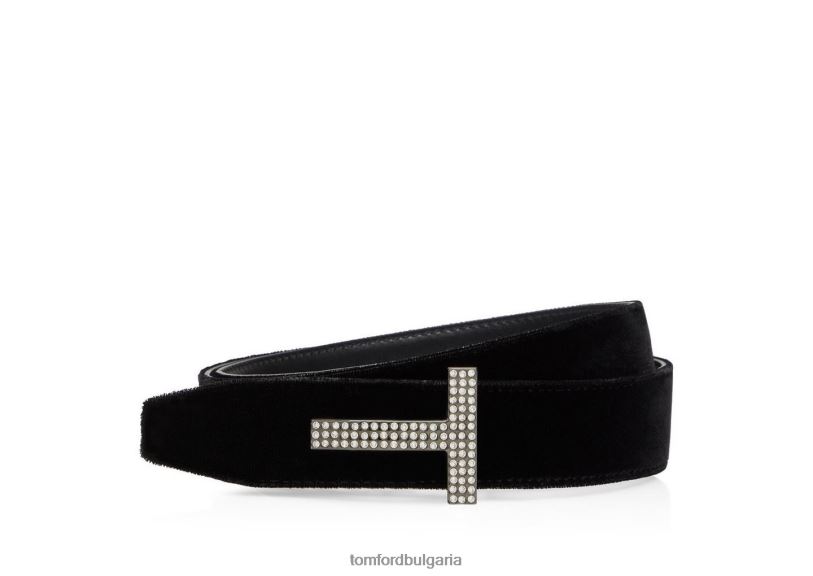 Жени аксесоар колан от кадифе и кристални камъни черен TOM FORD B880D1534