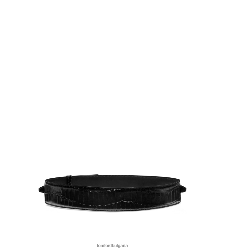 Жени аксесоар щампован колан за талията на Уитни от крокодилска кожа черен TOM FORD B880D1535