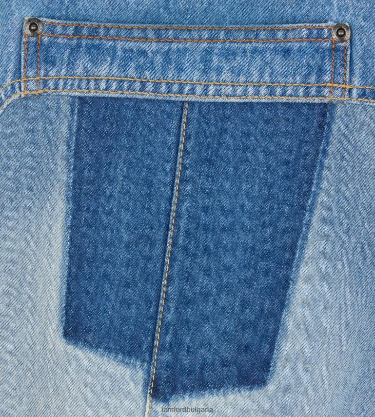 Жени облекло ретро пачуърк дънкови широки панталони комбинирано синьо TOM FORD B880D1277