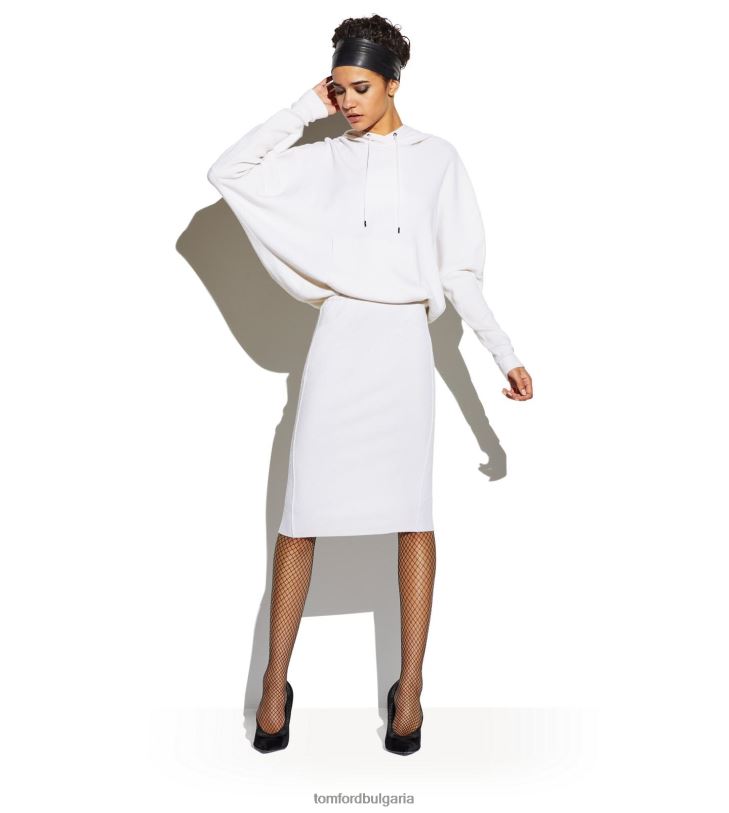 Жени облекло еластична кашмирена рокля с качулка тебешир TOM FORD B880D1056