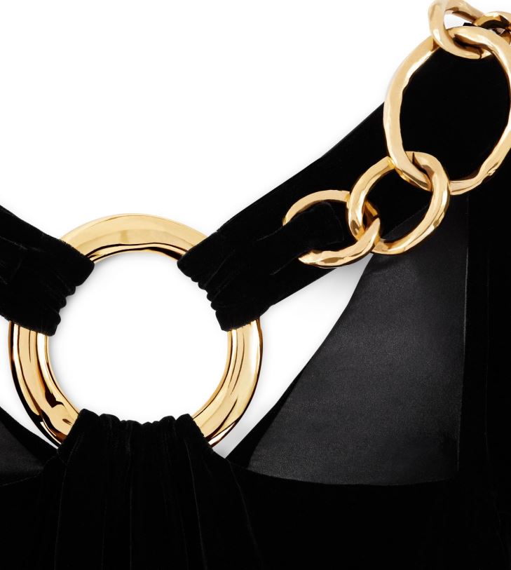 Жени облекло кадифена рокля с отворен гръб и верига черен TOM FORD B880D1063