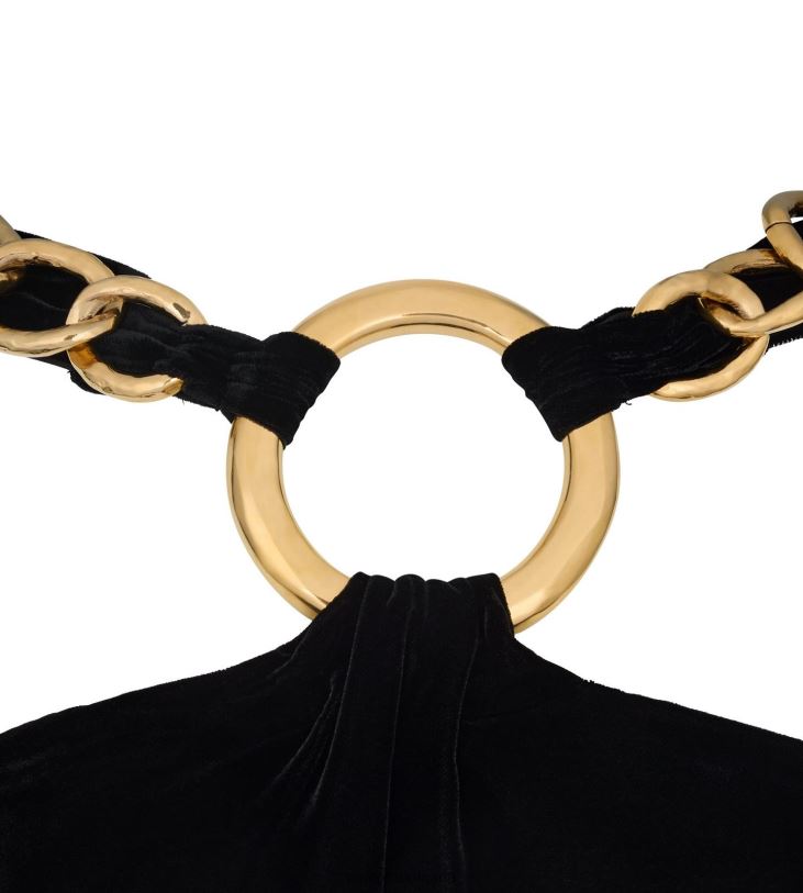 Жени облекло кадифена рокля с отворен гръб и верига черен TOM FORD B880D1063