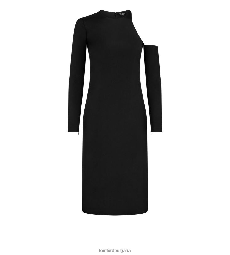 Жени облекло асиметрична рокля от копринен марокейн черен TOM FORD B880D1071