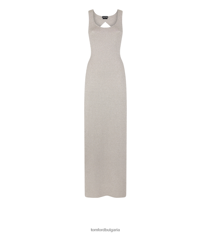 Жени облекло плетена вечерна рокля с отворен гръб тъмно сребристо TOM FORD B880D1077