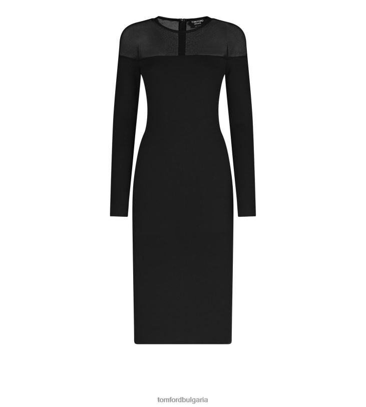 Жени облекло фина кашмирена рокля от коприна и копринен конец черен TOM FORD B880D1080