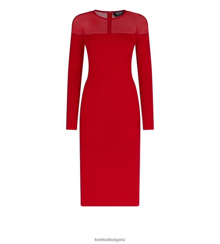 Жени облекло фина кашмирена рокля от коприна и копринен конец червен TOM FORD B880D1081