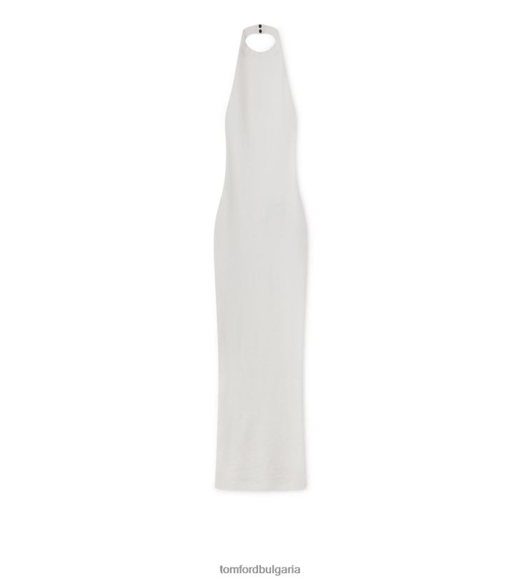 Жени облекло еластична вълнена рокля с отворен гръб тебешир TOM FORD B880D1098