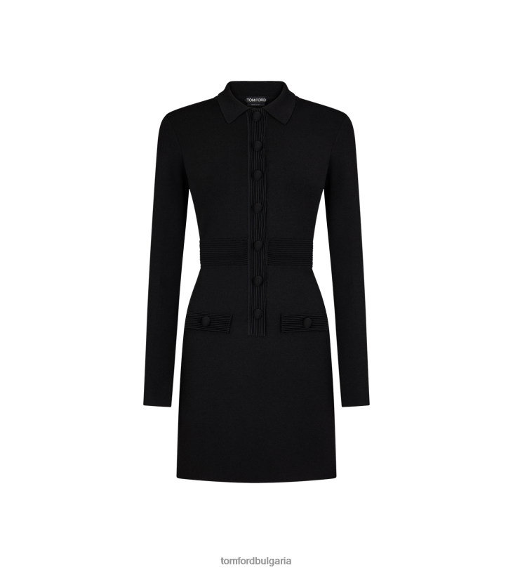Жени облекло пълна мини рокля от еластична вискоза в Милано черен TOM FORD B880D1103