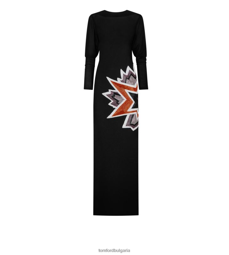 Жени облекло вечерна рокля kapow черно и многоцветно TOM FORD B880D1086