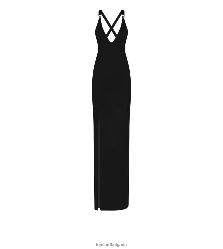 Жени облекло вечерна рокля с v-образно деколте черен TOM FORD B880D1058