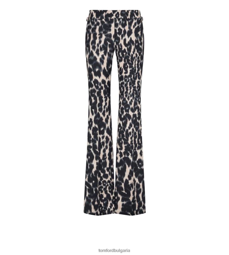 Жени облекло разкроени панталони с леопардов принт креда и черно TOM FORD B880D1118