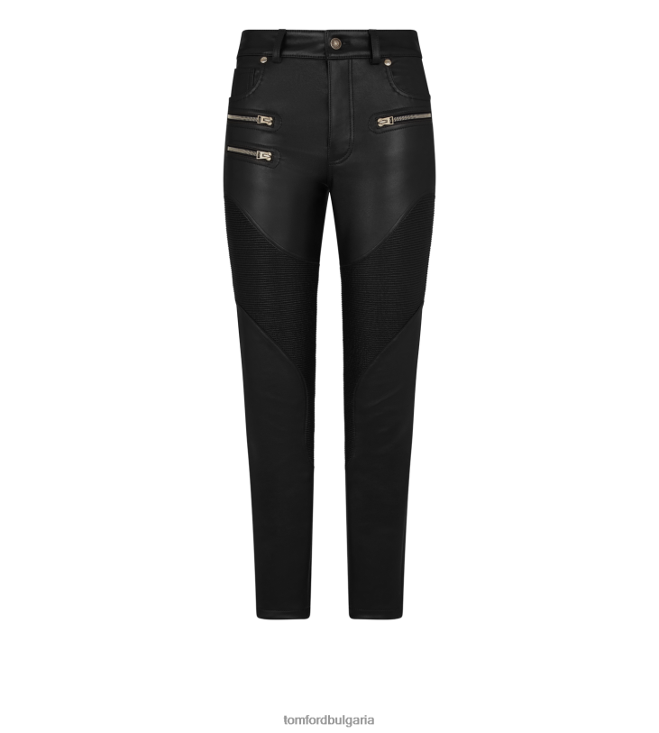 Жени облекло състезателни панталони от еластична кожа напа черен TOM FORD B880D1131