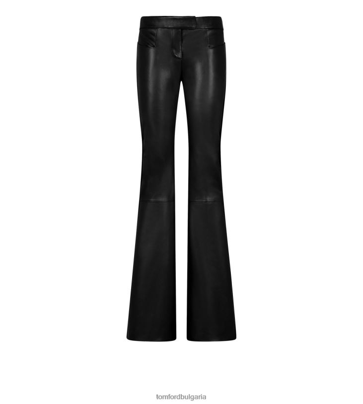 Жени облекло клоширани панталони от кожа и кадифе черен TOM FORD B880D1134