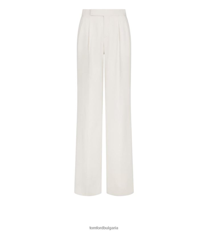 Жени облекло двоен копринен панталон с широк крачол и жоржет тебешир TOM FORD B880D1135