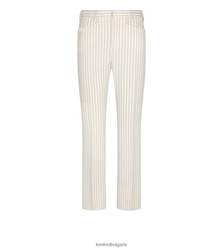 Жени облекло раирани панталони от смес от вълна и коприна "walis". екрю черно TOM FORD B880D1129