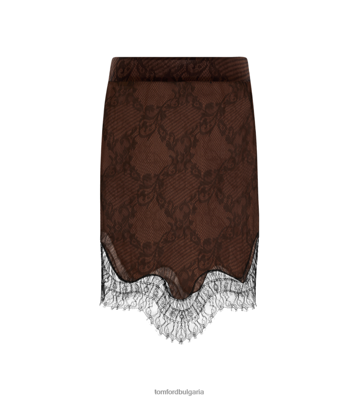 Жени облекло Вечерна пола от дантела Ramage Tattoo кафяво + черно TOM FORD B880D1259