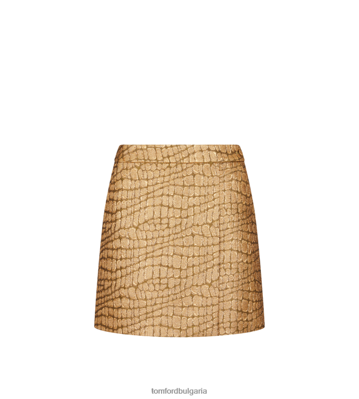 Жени облекло мини пола от кроко жакард злато TOM FORD B880D1252