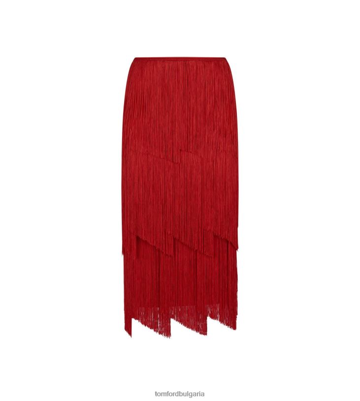 Жени облекло пола молив с ресни с дължина до коляното бонбонено червено TOM FORD B880D1254