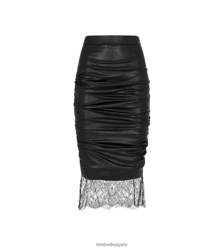 Жени облекло пола с набори от изкуствена кожа черен TOM FORD B880D1256