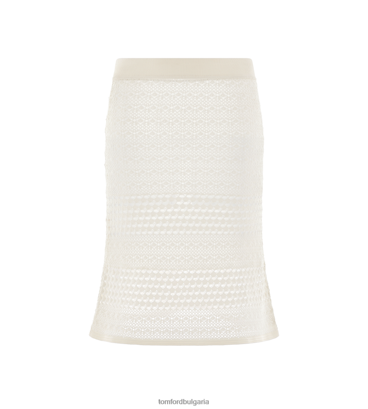 Жени облекло ажурна пола от разтегливо плетиво от вискоза мръсно бяло TOM FORD B880D1257