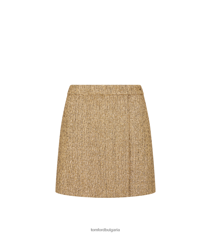 Жени облекло мини пола от туид от вълнена смес антично злато TOM FORD B880D1260