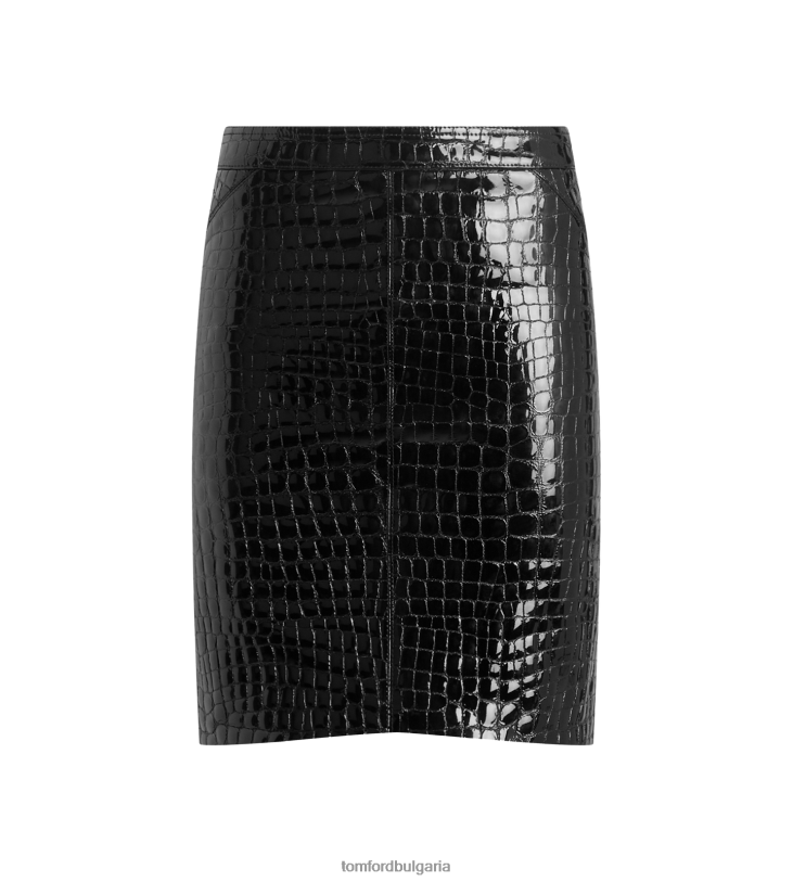 Жени облекло пола от козя кожа с лъскава релефна крокодила черен TOM FORD B880D1261