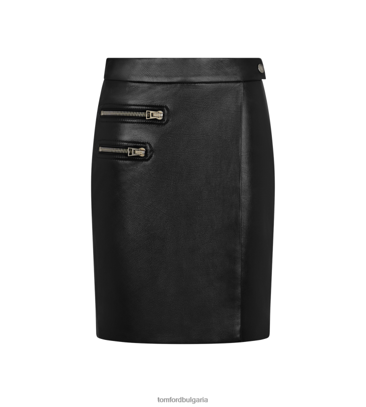 Жени облекло лъскава зърнеста пола от телешка кожа черен TOM FORD B880D1265