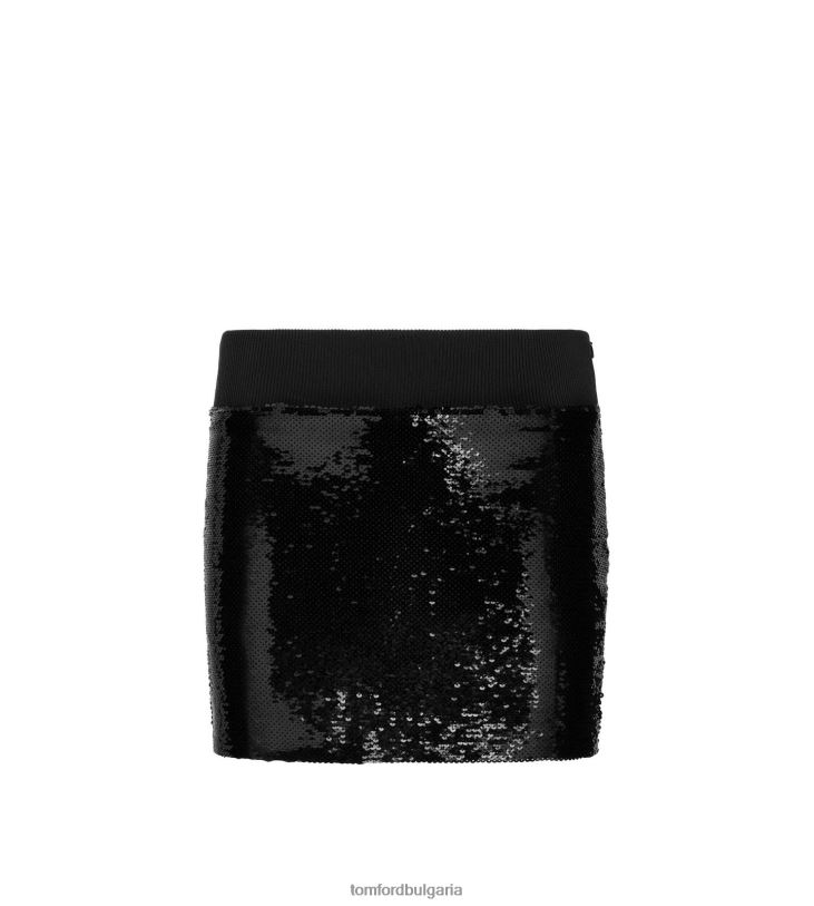 Жени облекло течни пайети върху мини пола от еластичен тюл черен TOM FORD B880D1270