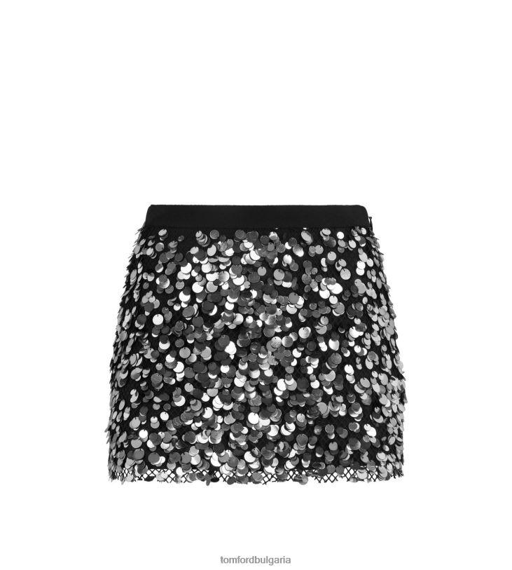 Жени облекло мини пола с бродирани пайети сребърен метал TOM FORD B880D1271