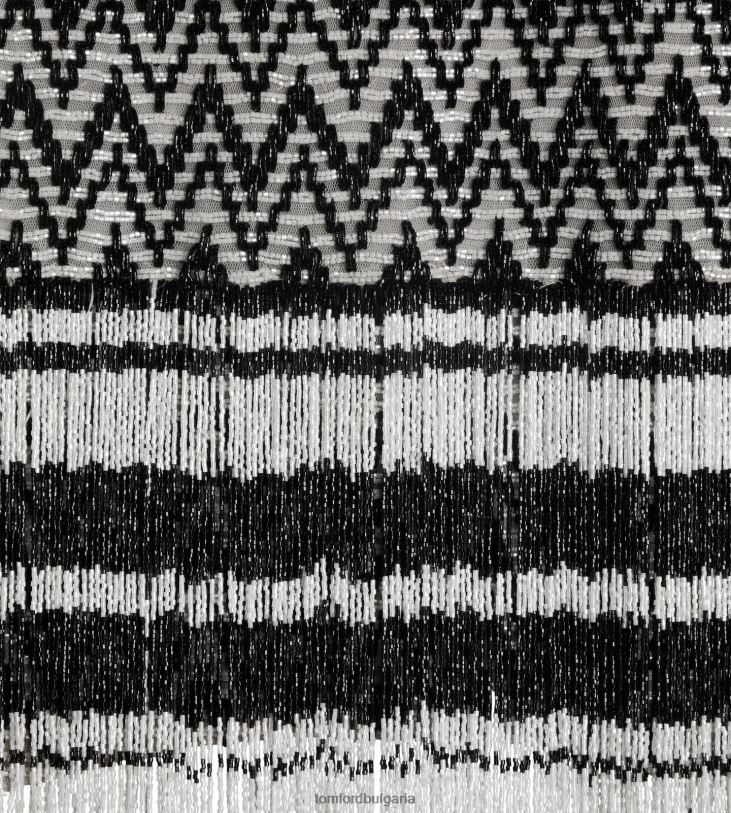 Жени облекло бродерия от зиг-заг мъниста върху пола от тюл Черно бяла TOM FORD B880D1272