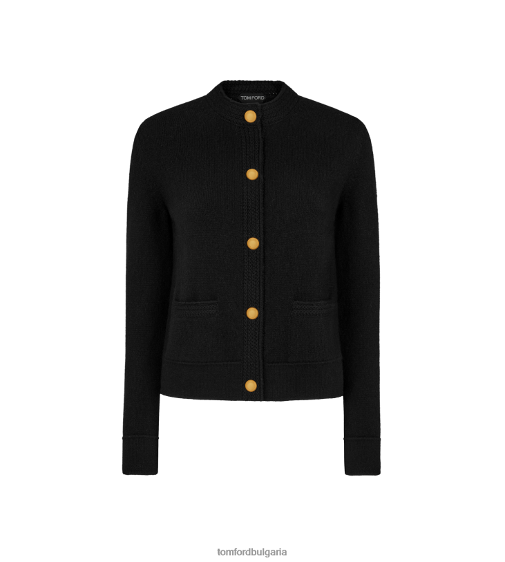 Жени облекло мека кашмирена плетена жилетка черен TOM FORD B880D1241