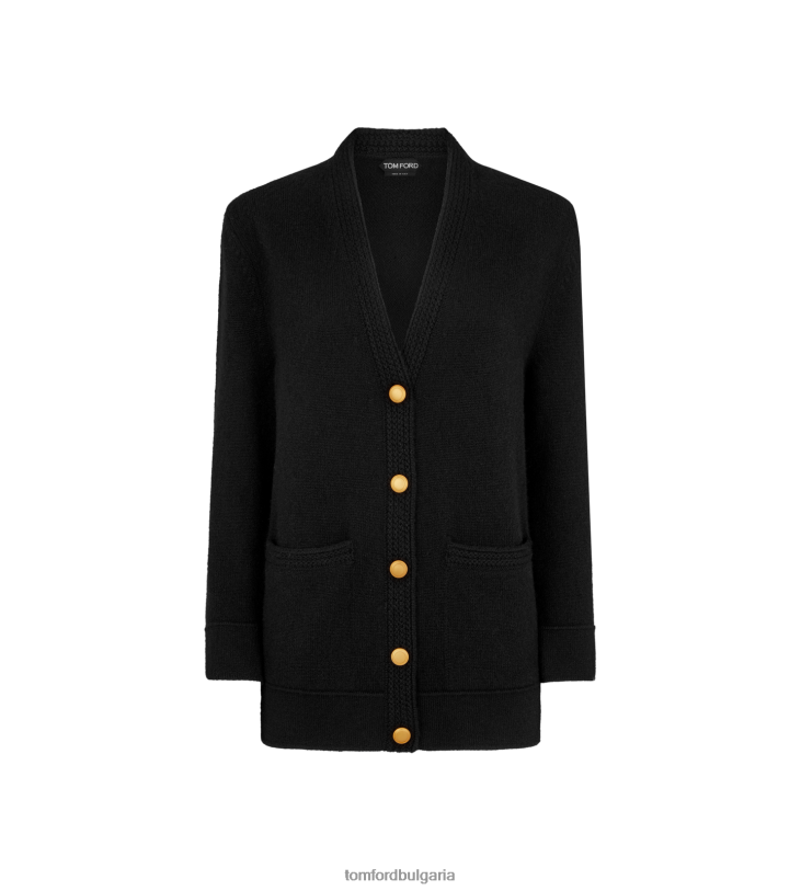 Жени облекло мека кашмирена жилетка със спокойна кройка черен TOM FORD B880D1243