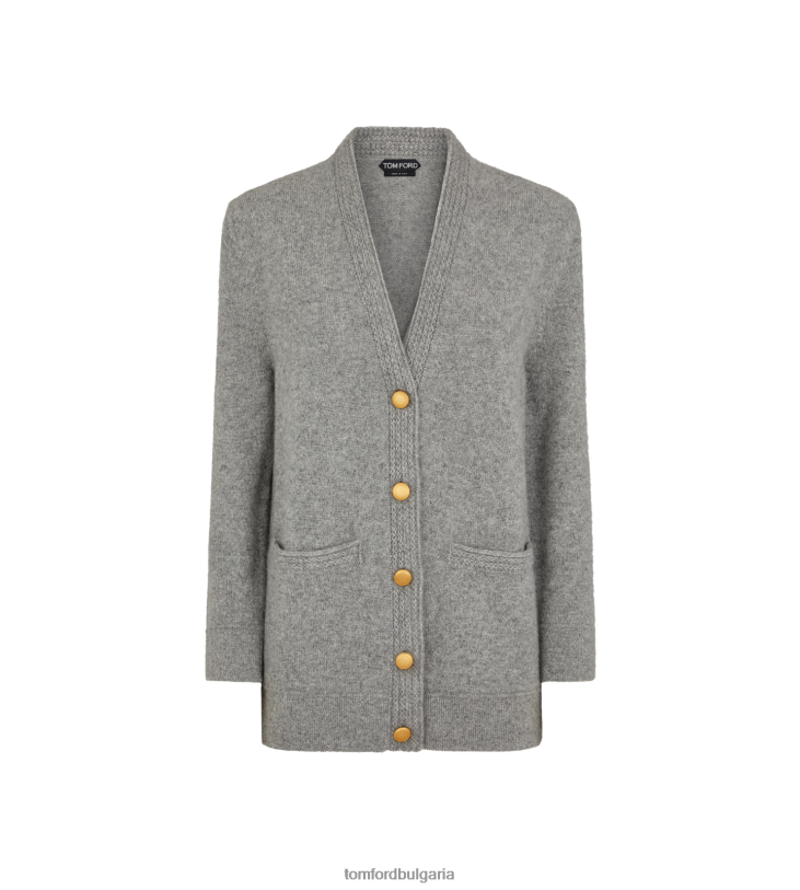 Жени облекло мека кашмирена жилетка със спокойна кройка шисти TOM FORD B880D1244