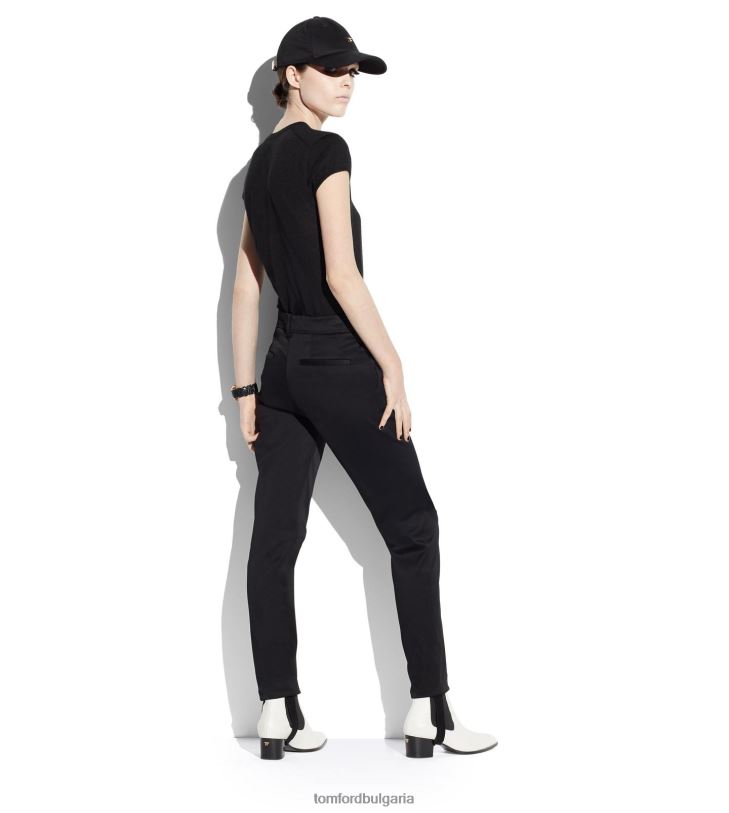 Жени облекло вталена тениска от фина кашмирена коприна черен TOM FORD B880D1251