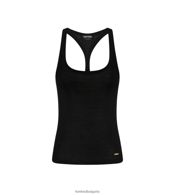 Жени облекло потник със състезателна гръб от копринено трико черен TOM FORD B880D1146