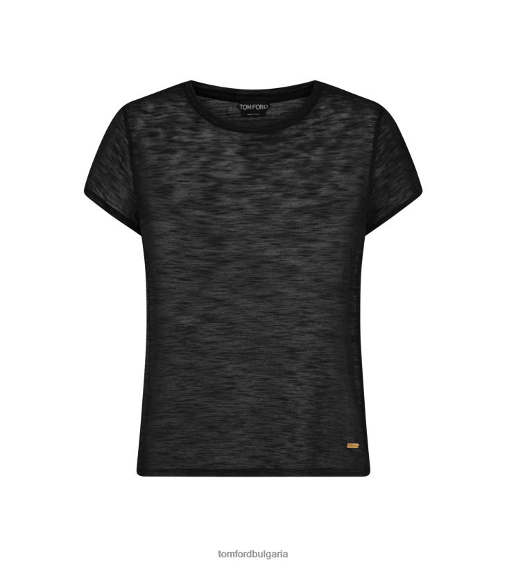 Жени облекло тениска с кръгло деколте от памучно трико черен TOM FORD B880D1157
