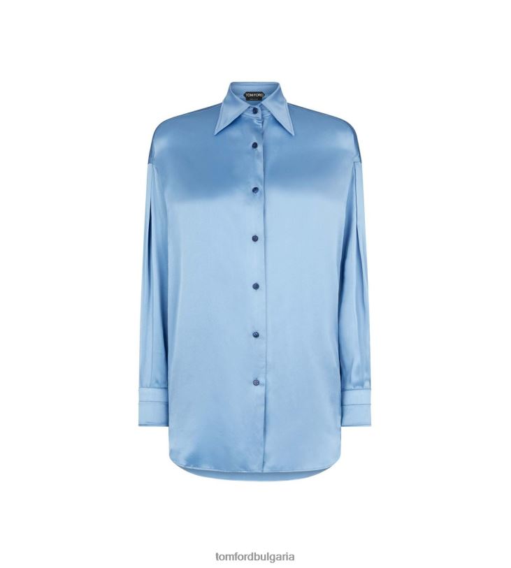 Жени облекло еластична копринена сатенена риза със спокойна кройка лек авио TOM FORD B880D1176